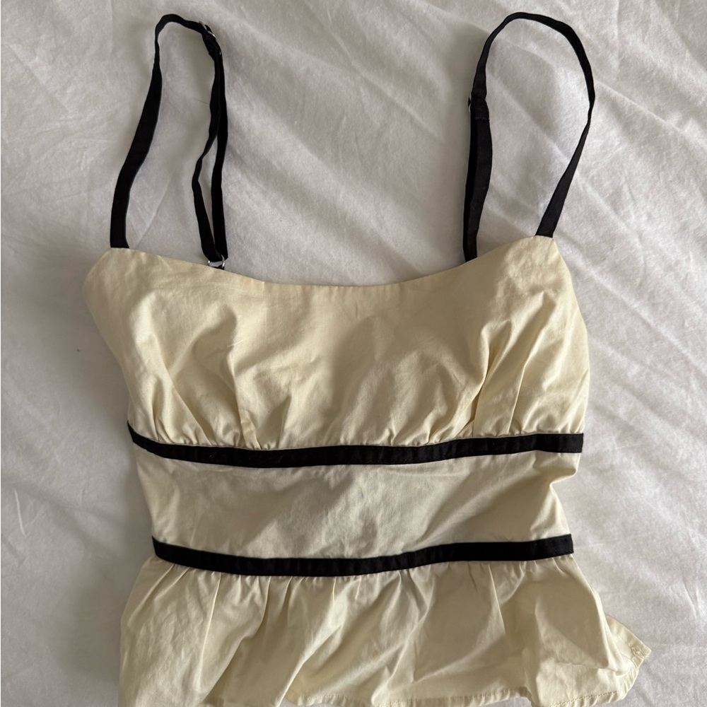 Princess Polly Cream and Black Camisole Top